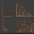 Ornate Metal Carved Corner And Panel Decorative Patterns With Intricate Designs 3d model