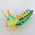Vibrant 3D Modeled Reptile With Spiked Body Horned Head And Colorful Scales