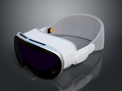 Modern White Virtual Reality Headset With Black Lenses And Comfortable Strap 3d model