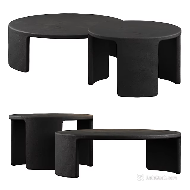 Black Modern Minimalist Coffee Tables With Various Shapes And Simple Design Elements 3d model 