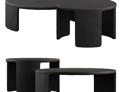 Black Modern Minimalist Coffee Tables With Various Shapes And Simple Design Elements 3d model