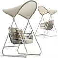 Modern Outdoor Swing Chair With Canopy Wicker Basket And Soft Cushions