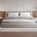 Modern Double Bed Bedroom Interior Design With Gray Headboard White Bedding And Wooden Floor Rug