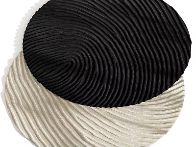 Black And White Textured Round Rugs With Unique Wavy Patterns 3d model