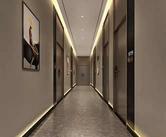Modern walkway hotel walkway hotel corridor passage 3d model