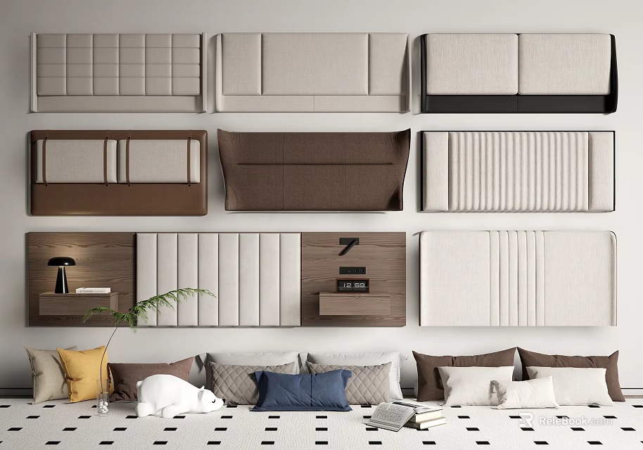 Various Modern Upholstered Headboard Designs For Bedroom Decor And Comfort 3d model 