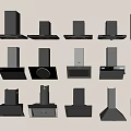 Modern Kitchen Appliances Featuring Various Range Hood Styles And Designs 3d model