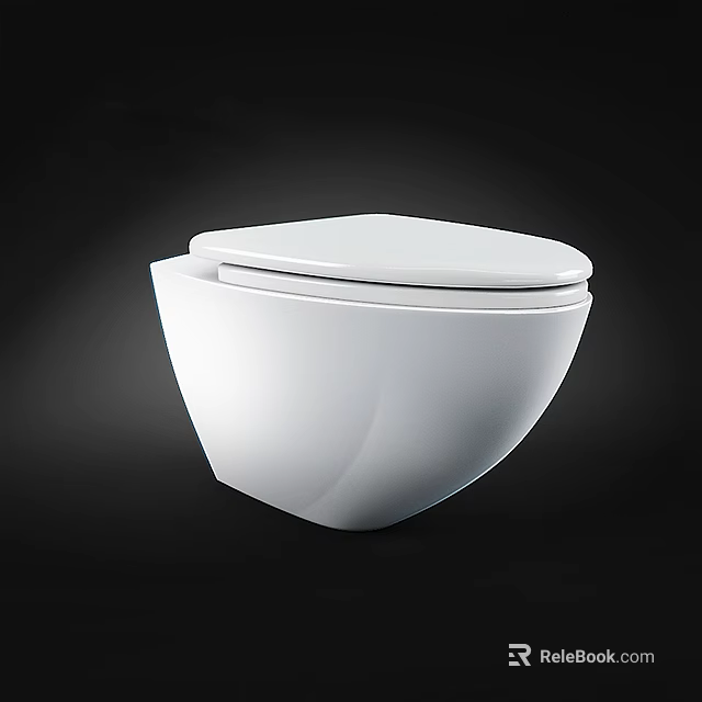 Modern White Toilet With Sleek Surface And Contemporary Curved Design 3d model 