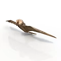 Brown Origami Bird Paper Craft in Flying Pose on White Background