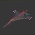 Blue Military Fighter Jet Model With Yellow Emblems And Detailed Wings