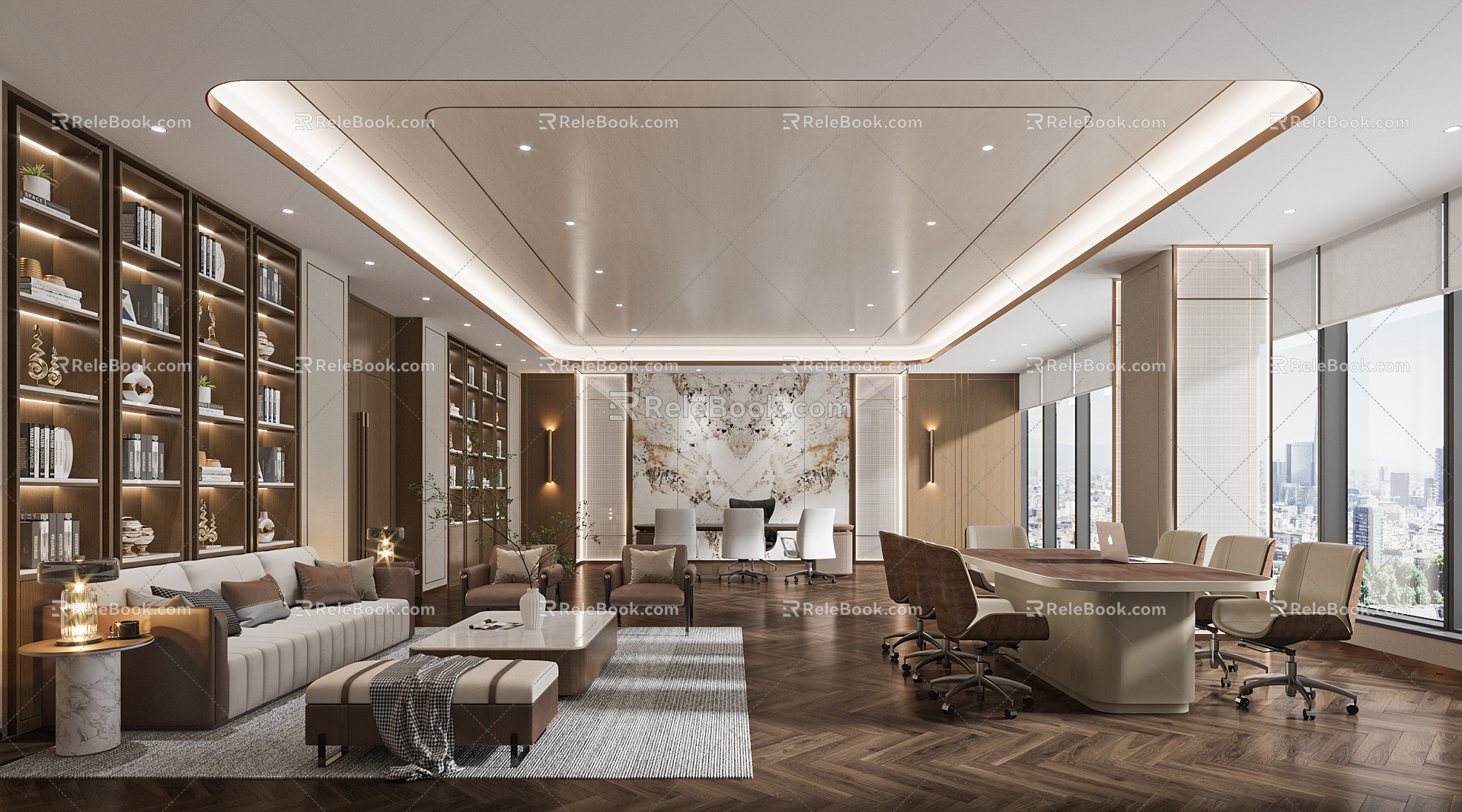 Light Luxury Office General Manager Room 3d model