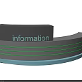 Modern Information Reception Desk Interior Design With Green Strip Lighting And Metallic Finish