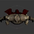 Detailed Ancient Mythical Warrior Full Body In Golden Armor With Red Cape
