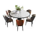 Modern Light Luxury Dining Table and Chair Round Dining Table 3d model