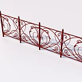 Elegant Decorative Red Wrought Iron Railing With Ornate Curved Scroll Patterns 3d model