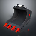 Heavy Duty Functional Vehicle Excavator Bucket With Black Body Red Tines And Logo
