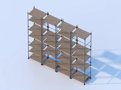 Sturdy Metal Storage Racks With Multiple Shelves For Industrial Warehouse 3d model