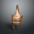 Medieval Warrior Helmet Adorned With Mythical Dragon Carvings And Golden Accents
