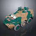Military Weapon Mounted Armored Vehicle Featuring Camouflage Paint Six Wheel Antenna And Windows