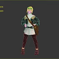 Game Movie Character Design Featuring Brown Hair Jacket Skirt Brown Bag And Goggles Standing Pose