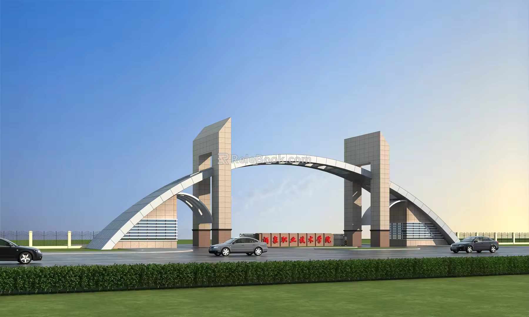 Gate Building School Gate Factory Gate 3d model