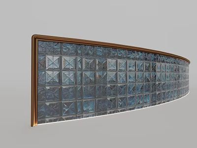Curved Glass Railing with Metal Frame and Diamond Pattern Design in Modern Style 3d model