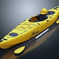 Yellow Single Person Kayak With Paddle And Helmet For Water Activities