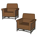 Modern Beige Leather Single Sofa With Metal Frame And Armrest Design 3d model