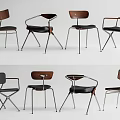 Modern Dining Chairs With Multiple Styles Wooden Backrest Metal Legs And Black Seats