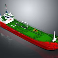 3D Render Of Cargo Ship With Red Hull Green Deck 3d model