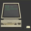 Vintage Computer Setup With Old Monitor Keyboard Mouse And Cable