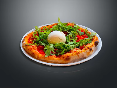 Fresh Baked Pizza With Crusty Crust Arugula Fresh Mozzarella And Tomato Sauce 3d model