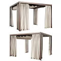 Elegant Modern Pergola Design Featuring Wooden Frame And Hanging Curtains For Outdoor Spaces