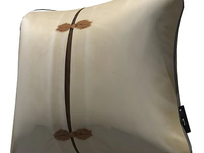 Beige Throw Pillow With Dark Vertical Stripe And Bowknot Decorations 3d model
