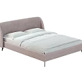 Modern Double Bed With Curved Headboard Light Gray Frame And Black Slim Legs 3d model