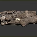 Natural Wooden Stone Log With Natural Texture And Knots On Black Reflective Surface Background