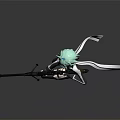 Anime Style Female Character With Sniper Rifle And Turquoise Hair