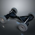 Four Wheeled Mechanical Base With Black Frame Large Tires And Metal Structure