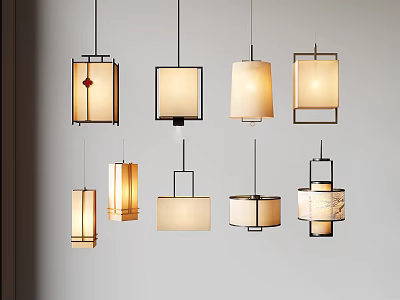 Modern Pendant Lights With Stylish Designs Square Round Shapes For Home Interior Decoration 3d model