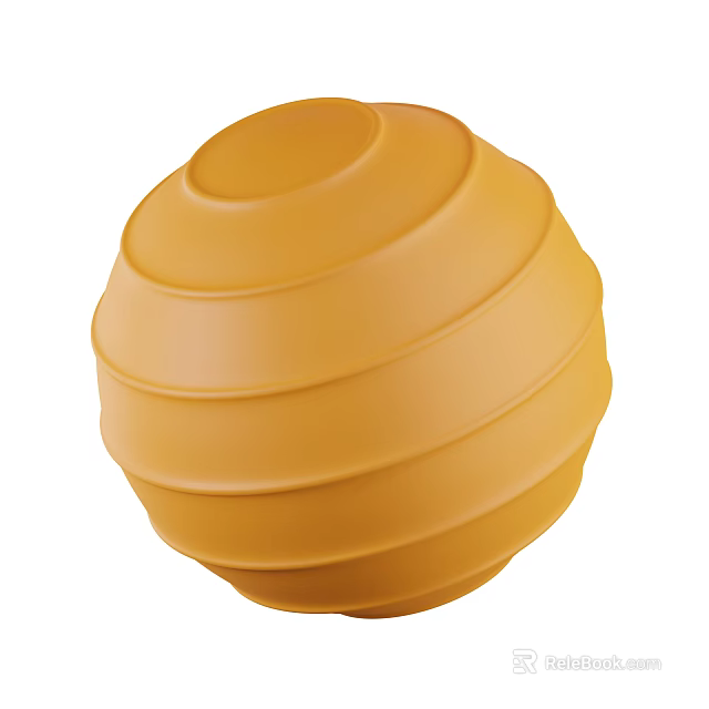 Resilient Yellow Layered Striped Fitness Massage Ball Sports Equipment for Exercise 3d model 