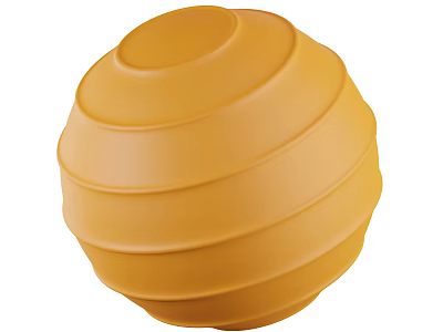 Resilient Yellow Layered Striped Fitness Massage Ball Sports Equipment for Exercise 3d model