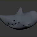 Cartoon Shark 3D Model with White Color and Simple Aquatic Animal Design