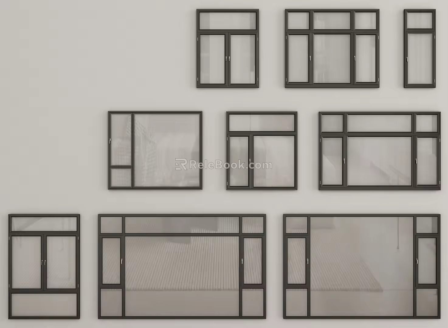 modern windows combination casement windows floor-to-ceiling windows 3d model