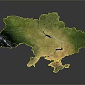 3D Topographic Terrain Model With Green Vegetation Yellow Plains And Blue Rivers