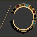 Golden Ancient Egyptian Style Bracelet With Colorful Enamel Scarab And Turquoise Inlays