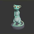 Animated Game Movie Character Grey Mouse With Large Ears Standing Pose On Blue Circular Base