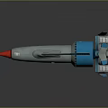 Futuristic Spacecraft Design With Silver Body Blue Components And Red Nose Cone