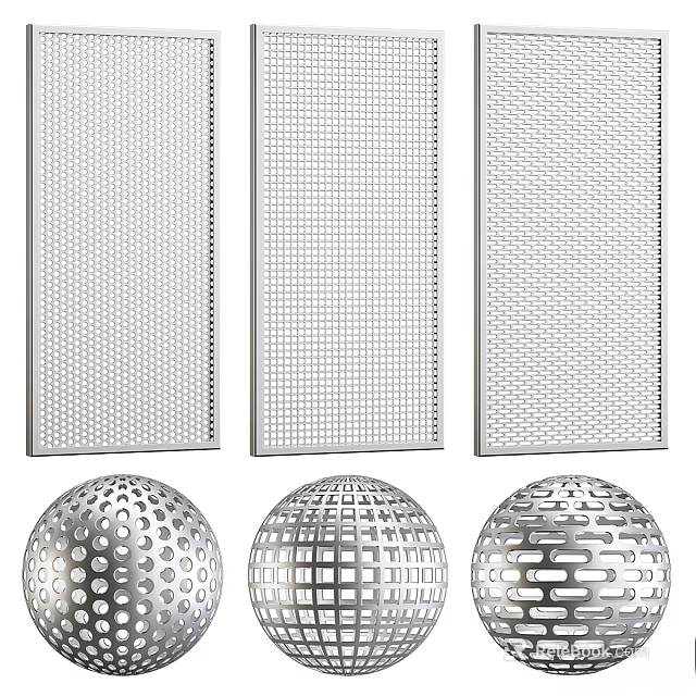 Stainless Steel Perforated Structural Components With Rectangular Panels And Spherical Balls 3d model