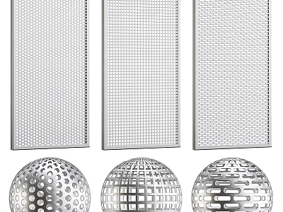 Stainless Steel Perforated Structural Components With Rectangular Panels And Spherical Balls 3d model