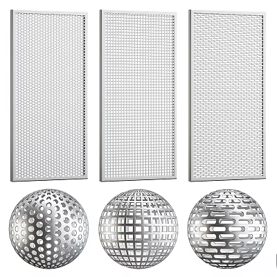 Stainless Steel Perforated Structural Components With Rectangular Panels And Spherical Balls 3d model